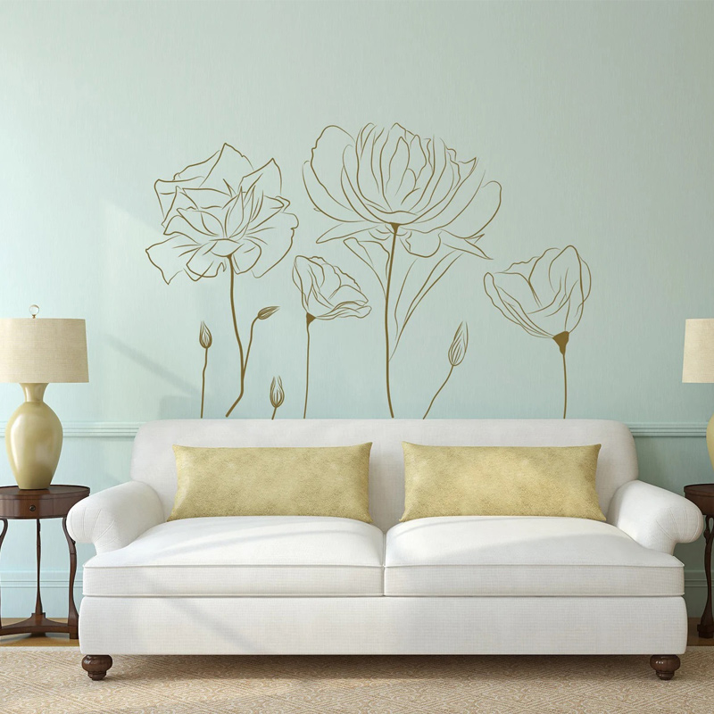Monstera Thai Constellation - Plant Poppy Flower Pattern Wall Sticker