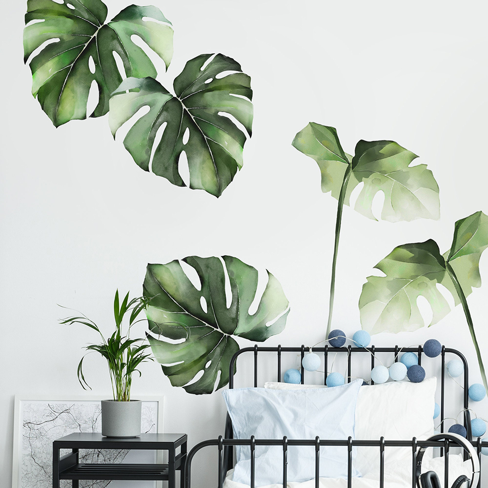 Monstera Thai Constellation - Watercolor Monstera Tropical Jungle Leaves Wall