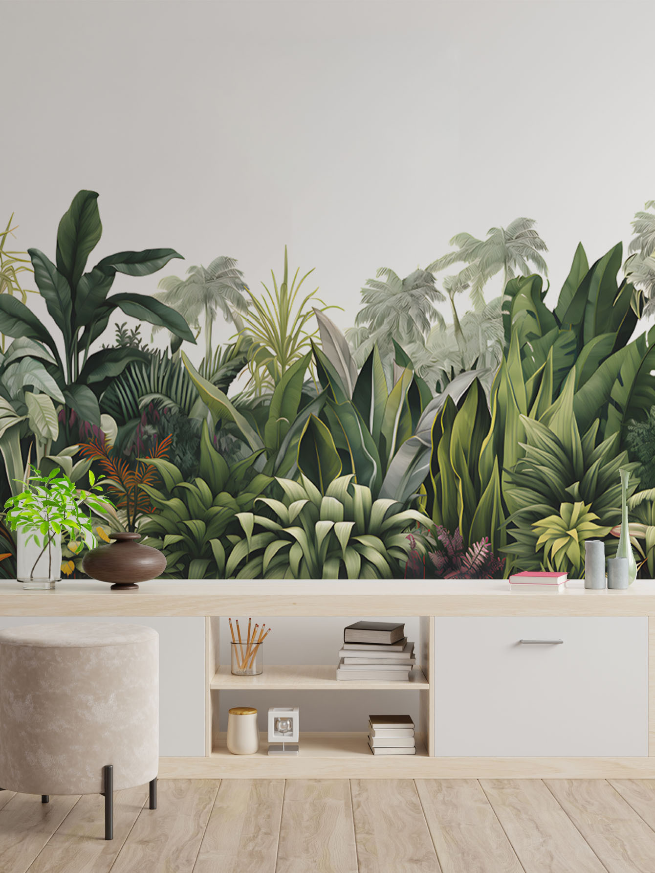 Monstera Thai Constellation - 2PCS Tropical Green Plants Wall Stickers,